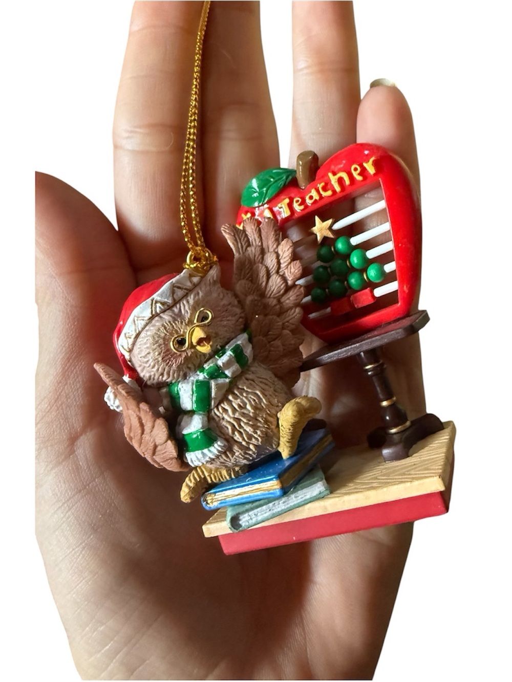 Vintage Teacher Owl Holiday Ornament